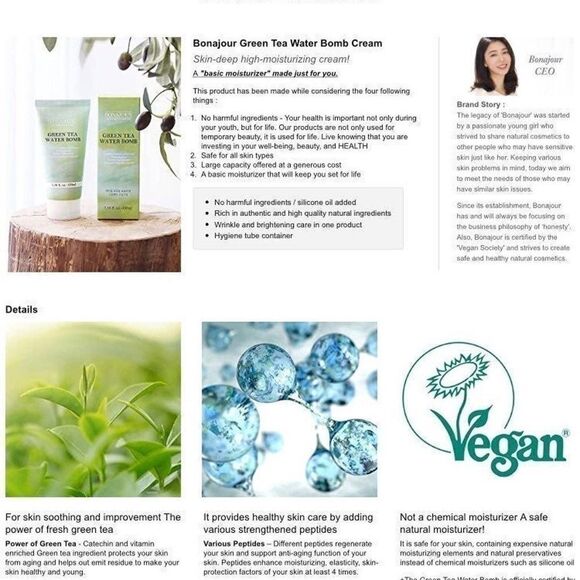 $6🌟 BONAJOUR GREEN TEA WATER BOMB MOISTURIZER - KBEAUTY - Picture 5 of 6